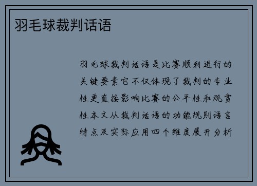 羽毛球裁判话语