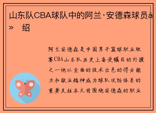 山东队CBA球队中的阿兰·安德森球员介绍